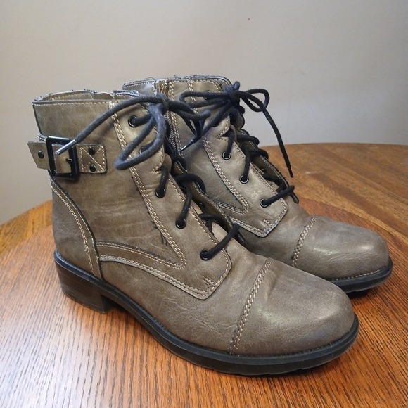 Steve Madden Girl Moto Boots Stone Gray Women's Y2k 80s 90s - Picture 3 of 13